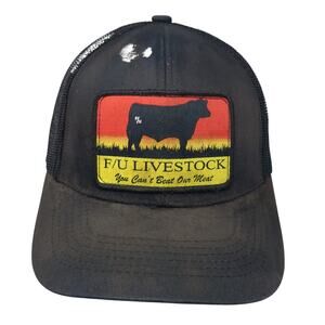 F/U Livestock Snapback Trucker Hat Black One Size Adjustable Embroidered 6 Panel